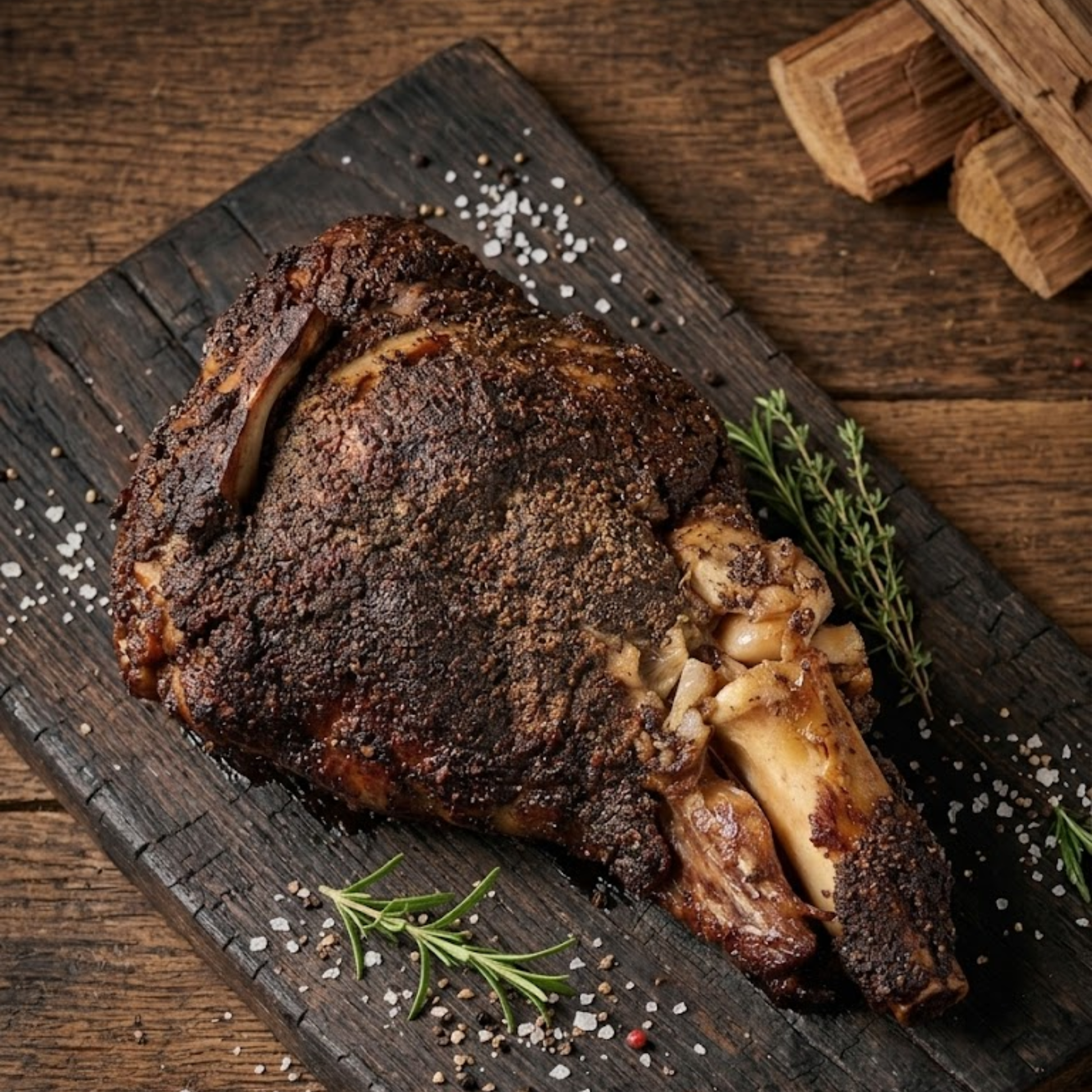 Slow-smoked 30-day dry-aged Dorper leg of lamb, sliced, from Smōk Yerevan